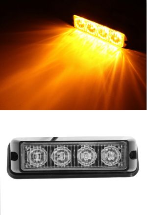 4 LED Warnleuchte Notfall Frontblitzer Blitzlicht Licht Amber 12v 24v