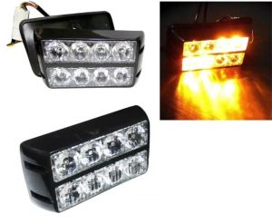 8 LED Doppelreihe Warnleuchte Notfall Frontblitzer Blitzlicht Amber 12v 24v