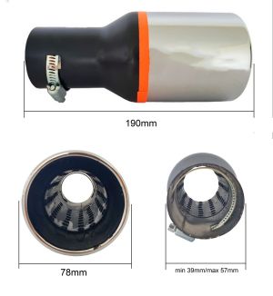 Auspuffblende Endrohr Silber  Schwarz 190mm 