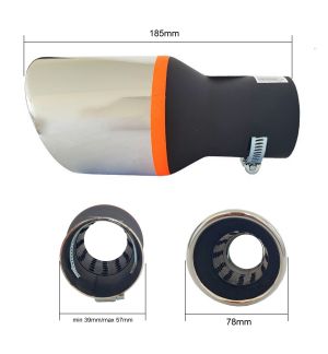 Auspuffblende Endrohr Silber Schwarz Sport 185mm 