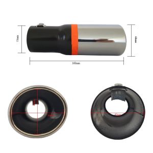 Auspuffblende Endrohr Silber Schwarz Sport 168mm Universal