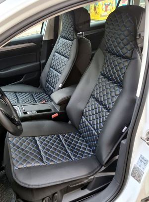 2 x Cubre Asientos Protector para coches Universal Negro Azul Cueros 