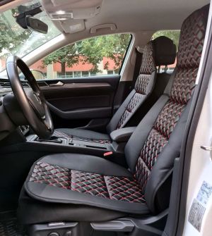 2 x Couvre Siege Protecteur pour voitures Universel Noir Rouge Eco Cuir 