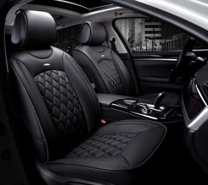 2 x LUX Cubre Asientos para coches Universal Negro Eco Cueros 