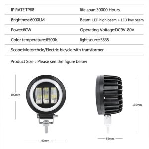 LED Arbeitsscheinwerfer 12-80V 60W Arbeitslicht Beleuchtung Runden