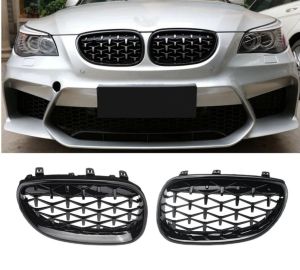 Kühlergrill für BMW E60 E61 Diamond Style Niere grill Schwarz