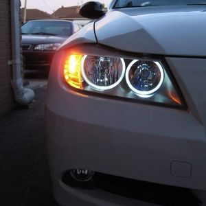 2 x BMW E90 E91 LED Angel Eyes markør 20W Hvit Frontlys 2005-2009