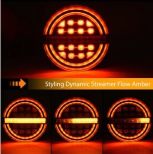 2 x Led Anhänger Lkw Pkw Rund Neon Rückleuchten Dynamic 139mm 12V 24V