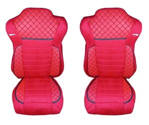 2 x Sitzbezüge Schonbezüge für Mercedes Actros MP4 EURO 6 2015-2021 LKW Rot Leder LHD RHD