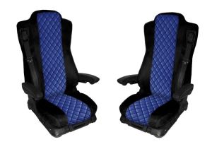 2 x Sitzbezüge Schonbezüge für Mercedes Actros MP4 EURO 6 2015-2021 LKW Schwarz Blau Leder