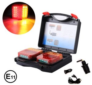 2 x Wireless Kabellos LED Heckleuchten Rückleuchten Magnet LKW PKW Anhäner 12v 24v E11