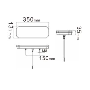 2 x Pkw Lkw LED Anhänger Dynamic Blinker Heckleuchten 350mm 12V 24V E9