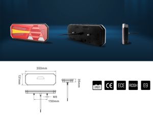 2 x LED Anhänger Pkw Lkw Dynamic Blinker Rückleuchten 350mm 12V 24V E9