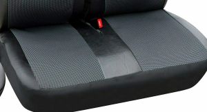2+1 Universal Sitzbezüge für Kleinbus Lieferwagen Van Schwarz Leder Textil