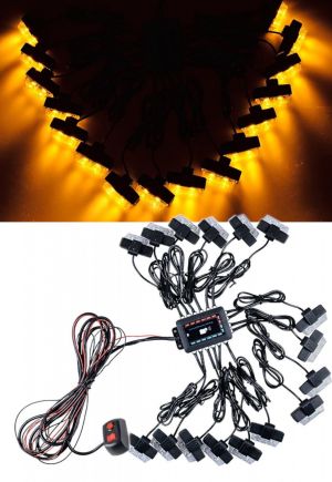 16 x 2 LED 12v Warnleuchte Notfall Frontblitzer Blitzlicht Strobe Licht Amber Lkw Auto