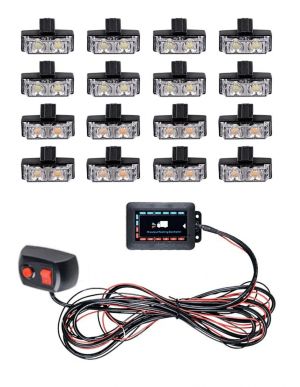 16 x 2 LED 12v Warnleuchte Notfall Frontblitzer Blitzlicht Strobe Licht Amber Lkw Auto