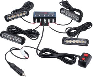 4 x 6 LED 12v Warnleuchten Notfall Frontblitzer Blitzlicht 8 Modi Orange Lkw Pkw