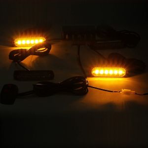 4 x 6 LED 12v Warnleuchten Notfall Frontblitzer Blitzlicht 8 Modi Orange Lkw Pkw