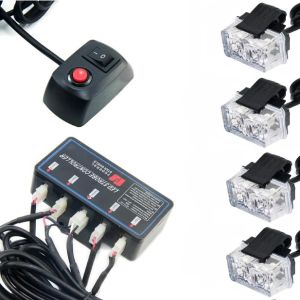 4 x 2 LED 12v Warnleuchten Notfall Frontblitzer Lampen 24 Modi Orange Lkw Pkw