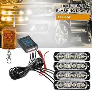 4 x 6 LED 12v 24v Warnleuchten Notfall Frontblitzer Lampen mit Fernbedienung Lkw Pkw