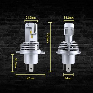2 x Led H4 Lys Hovedlys Lyspærer Strålekaster Lampe Lastebil Bil Hi/Low Beam 50W 5000lm 6500K 12V 24V