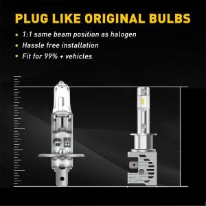 2 x LED H1 Headlights Bulbs Lamp Car Truck Lorry Lights Vehicle Hi/Low Beam 50W 12V 24V 6500K