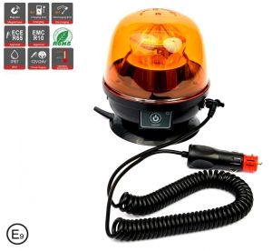 10 LED Warnleuchten Rundumlicht Orange Wireless Magnet Vakuum Lampe 130mm E9 12V 24V