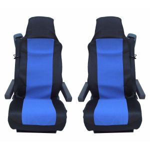 2 x Sitzbezüge Schonbezüge für VOLVO FL,FE,FM16,FH16,FH12 LKW Schwarz Blau Textil