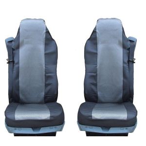 2 x Sitzbezüge Schonbezüge für VOLVO FL,FE,FM16,FH16,FH12 LKW Schwarz Grau Textil Leder