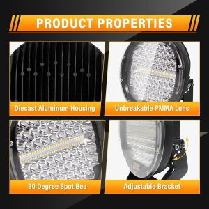 LED Runden 220mm 384W Arbeitsscheinwerfer Für PKW LKW Traktor Lampe 12V 24V