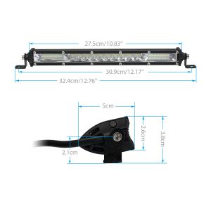 24 LED BAR 27.5cm 72W SPOT FLOOD Lumini Proiector Lampa de lucru Far 10-30v Auto SUV Off Road 