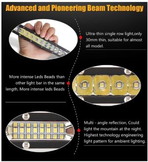 24 LED BAR 27.5cm 72W SPOT FLOOD Lumini Proiector Lampa de lucru Far 10-30v Auto SUV Off Road 