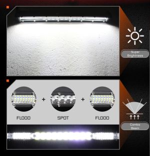 24 LED BAR 27.5cm 72W SPOT FLOOD Lumini Proiector Lampa de lucru Far 10-30v Auto SUV Off Road 