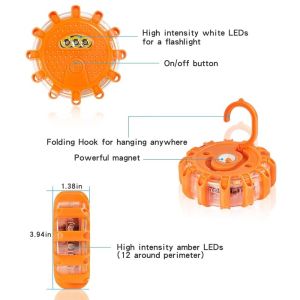 LED Warnleuchte Rundumlicht Blitz Strobe Lampe Bernstein Magnet 100mm 
