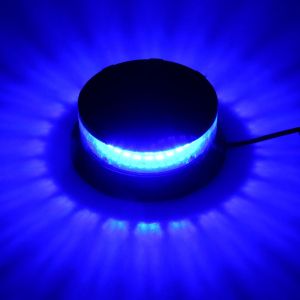 24 LED Warnleuchte Rundumleuchte Blinkleuchte Strobe Beacon Licht Blau Magnet 115mm 24W 12V 24V E9