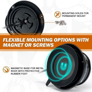 24 LED Warnleuchte Rundumleuchte Blinkleuchte Strobe Beacon Licht Orange Magnet 115mm 24W 12V 24V E9